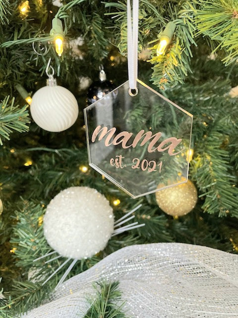 "mama est. 2021" Ornament